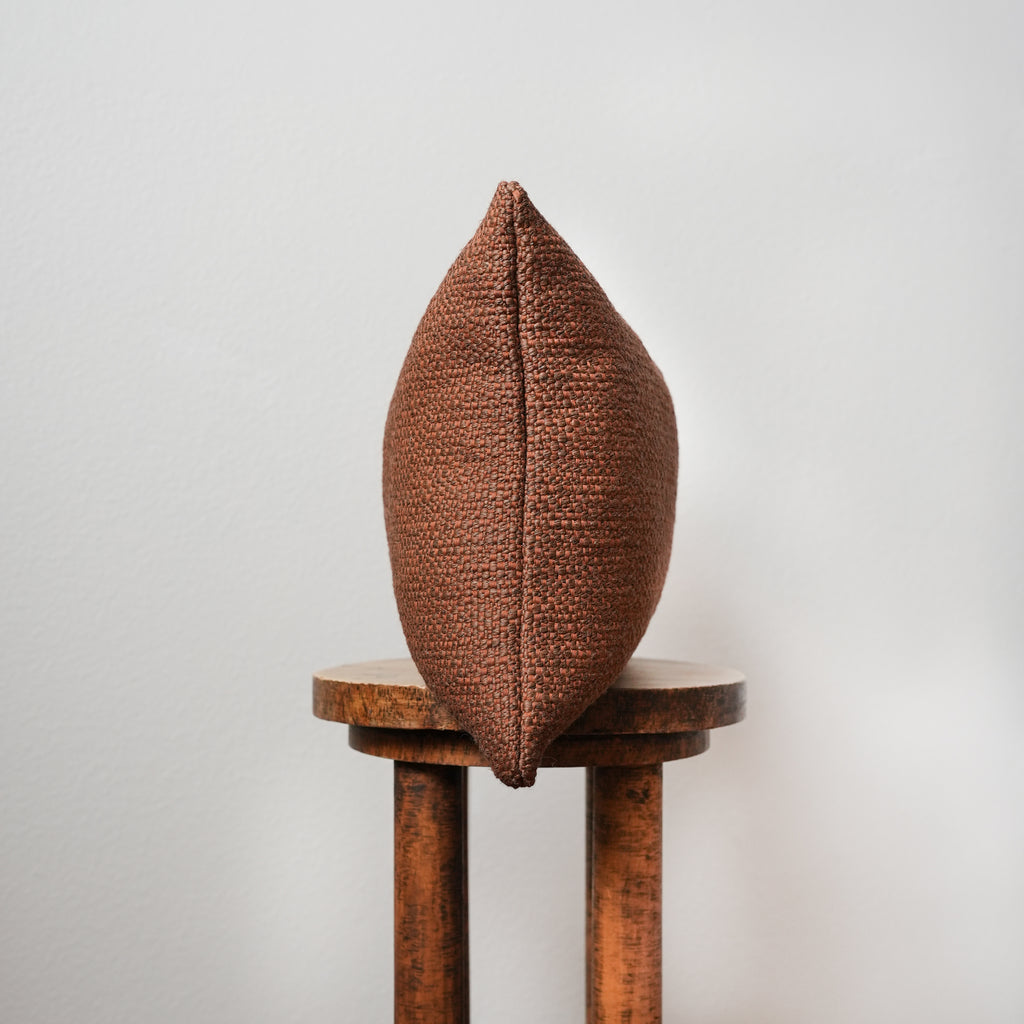 Rust Wool & Cotton Woven Lumbar Pillow 14x20