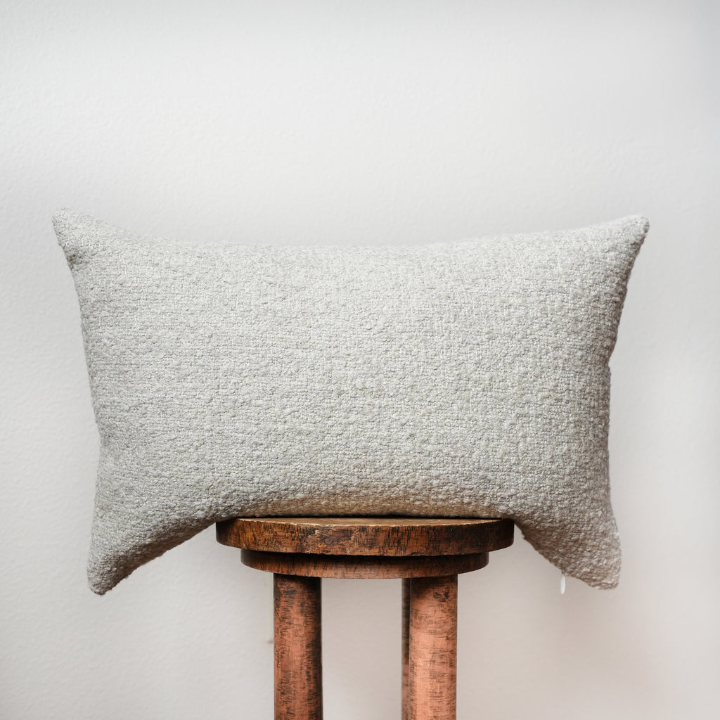 Nubby Warm Grey Twisted Wool Lumbar Pillow 16x24