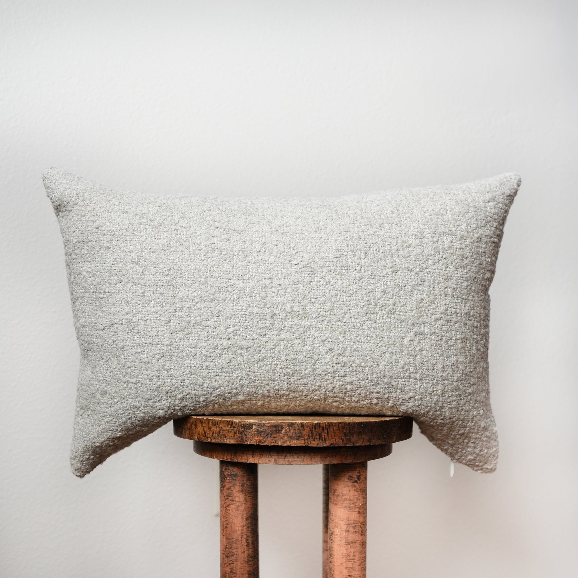 Nubby Warm Grey Twisted Wool Lumbar Pillow 16x24