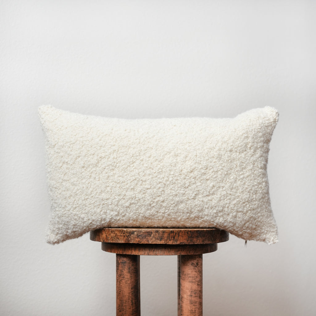 Cream Nubby Alpaca Boucle Lumbar Pillow 12x20