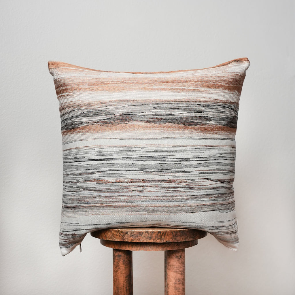 Orange & Black Embroidered Abstract Stripes Pillow 20x20