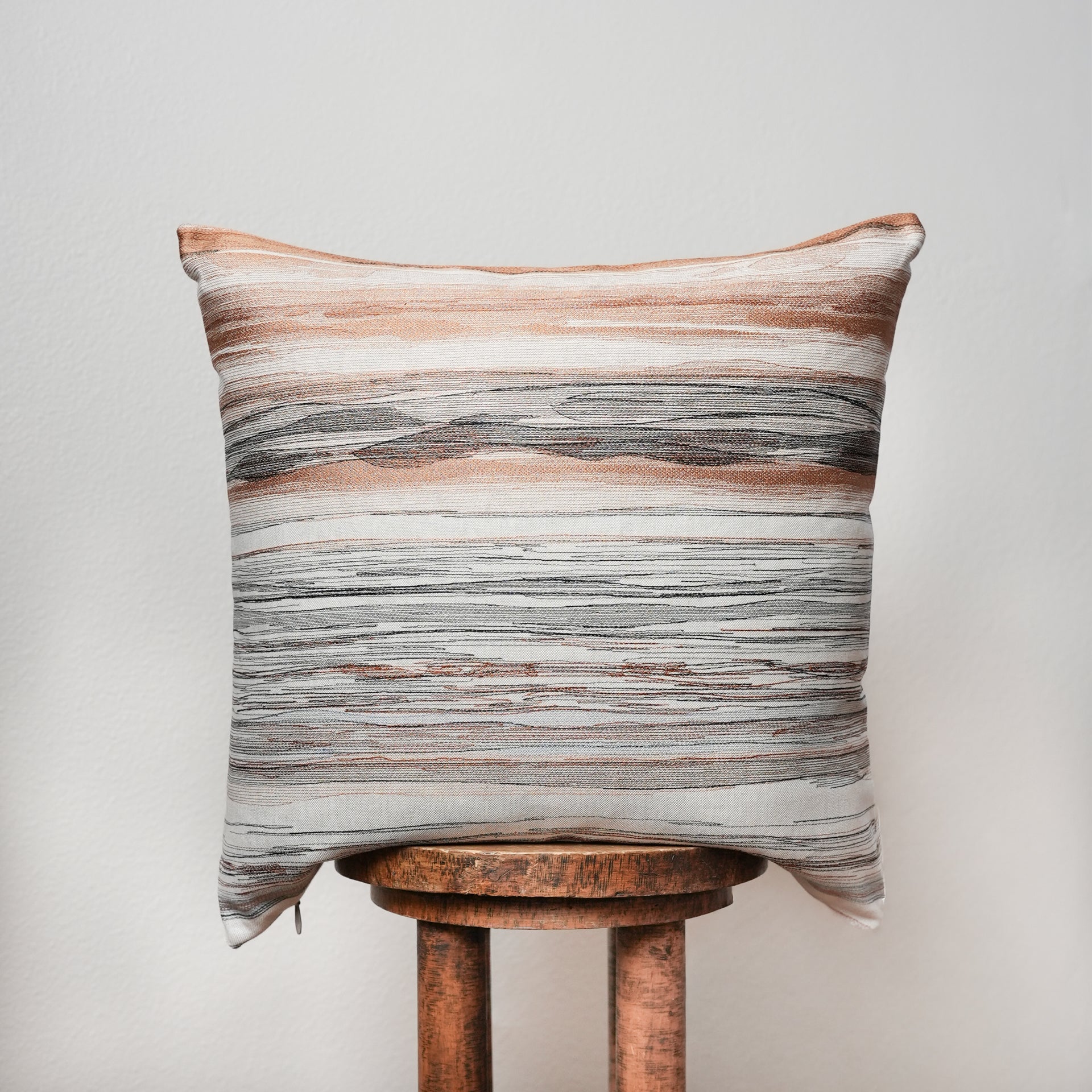 Orange & Black Embroidered Abstract Stripes Pillow 20x20