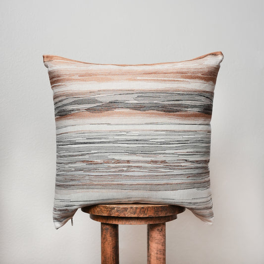 Orange & Black Embroidered Abstract Stripes Pillow 20x20