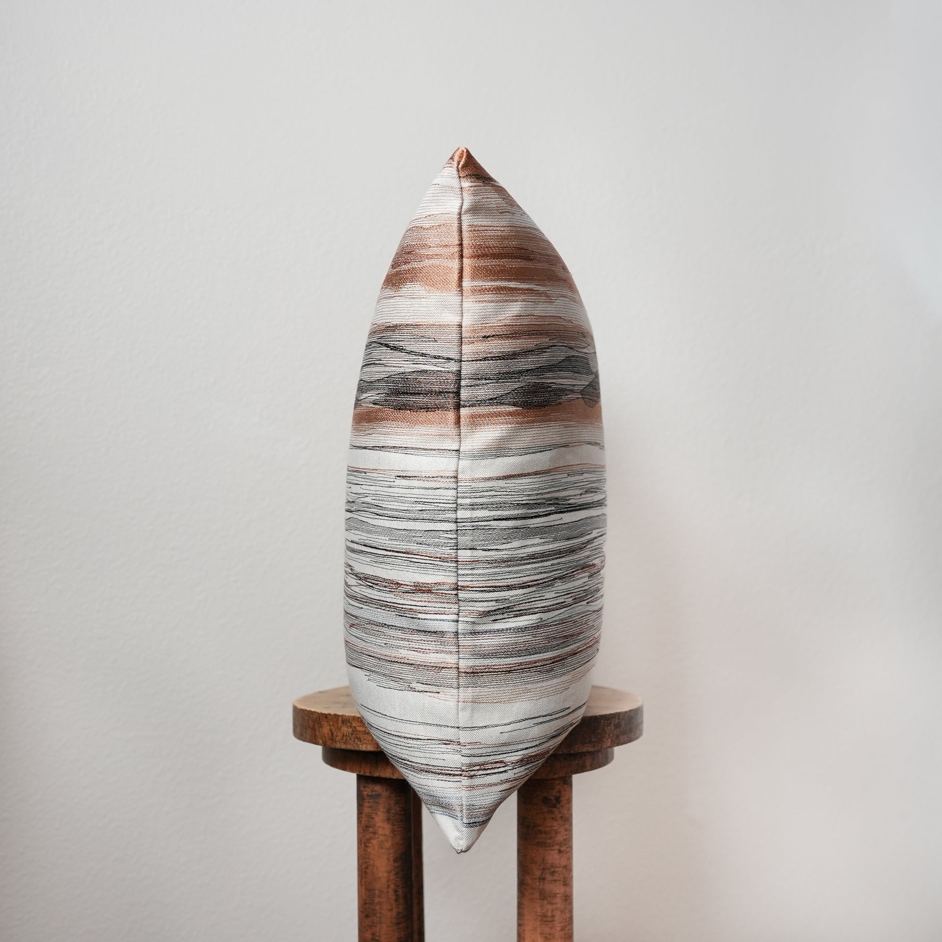 Orange & Black Embroidered Abstract Stripes Pillow 20x20