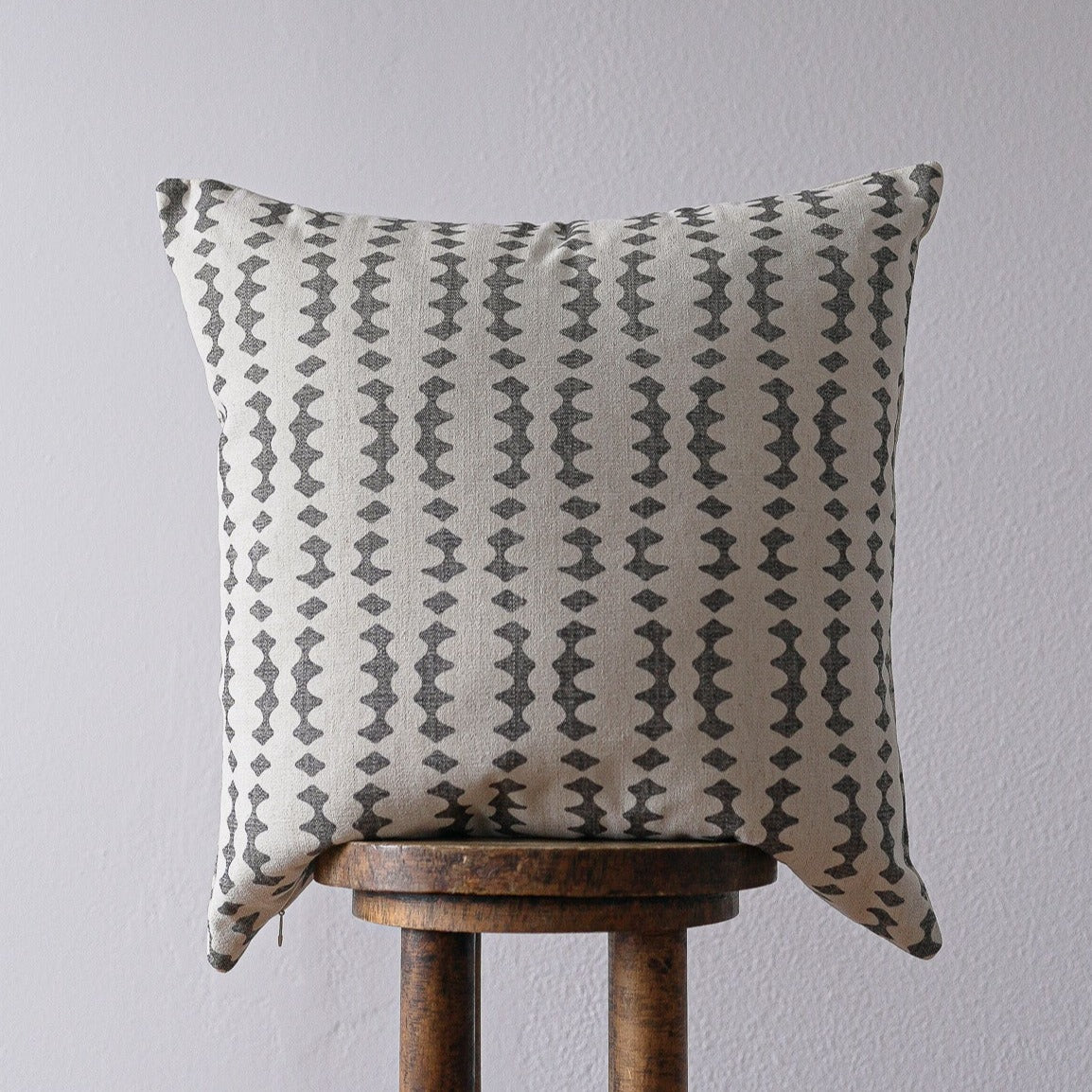 Cream Cotton with Charcoal Accent Pattern Pillow 24x24