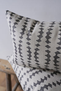 Cream Cotton with Charcoal Accent Pattern Pillow 24x24
