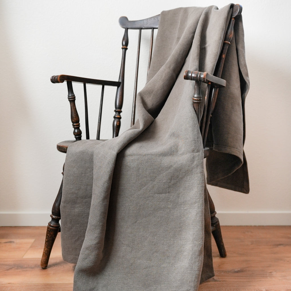Mushroom Grey Linen Throw 50x70