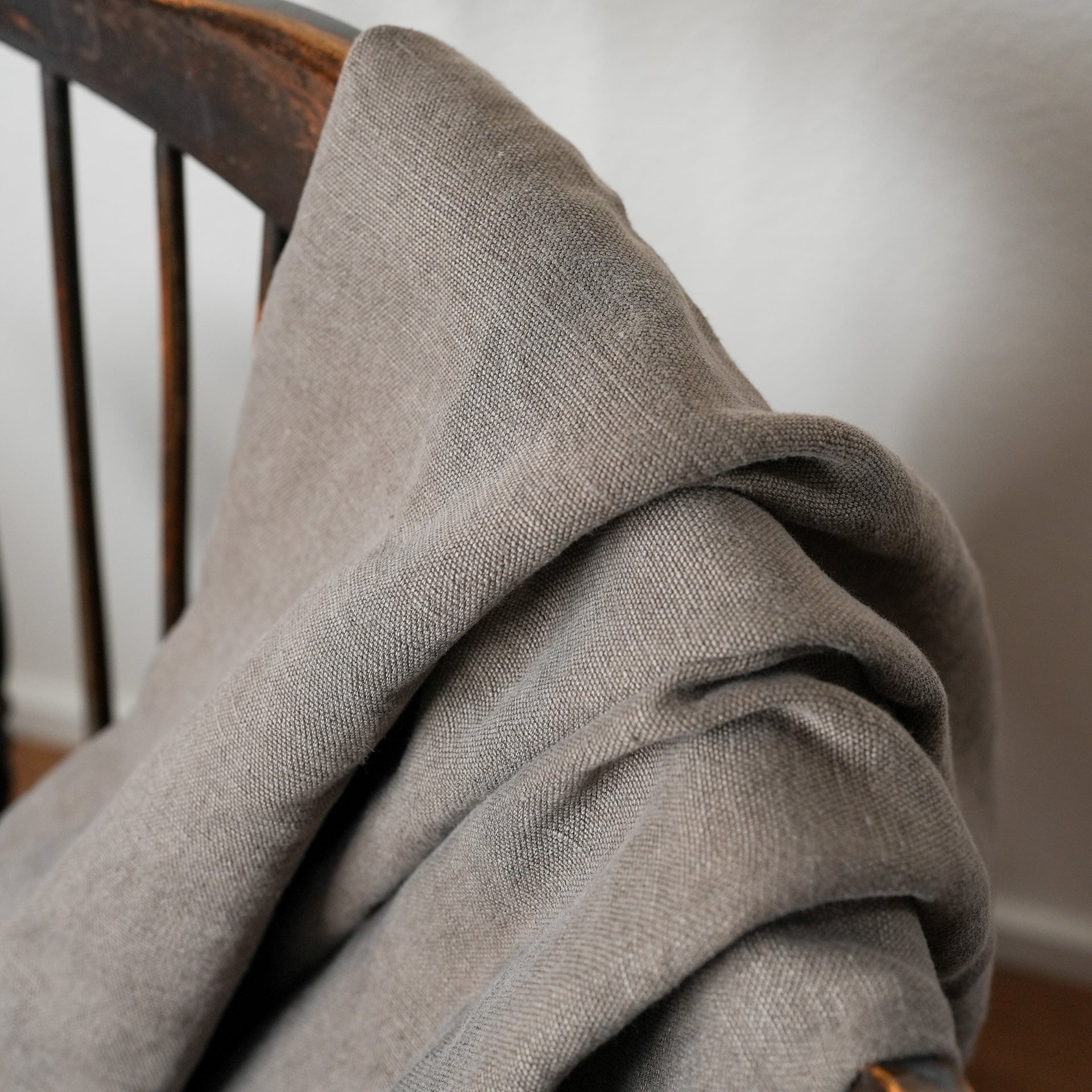 Mushroom Grey Linen Throw 50x70