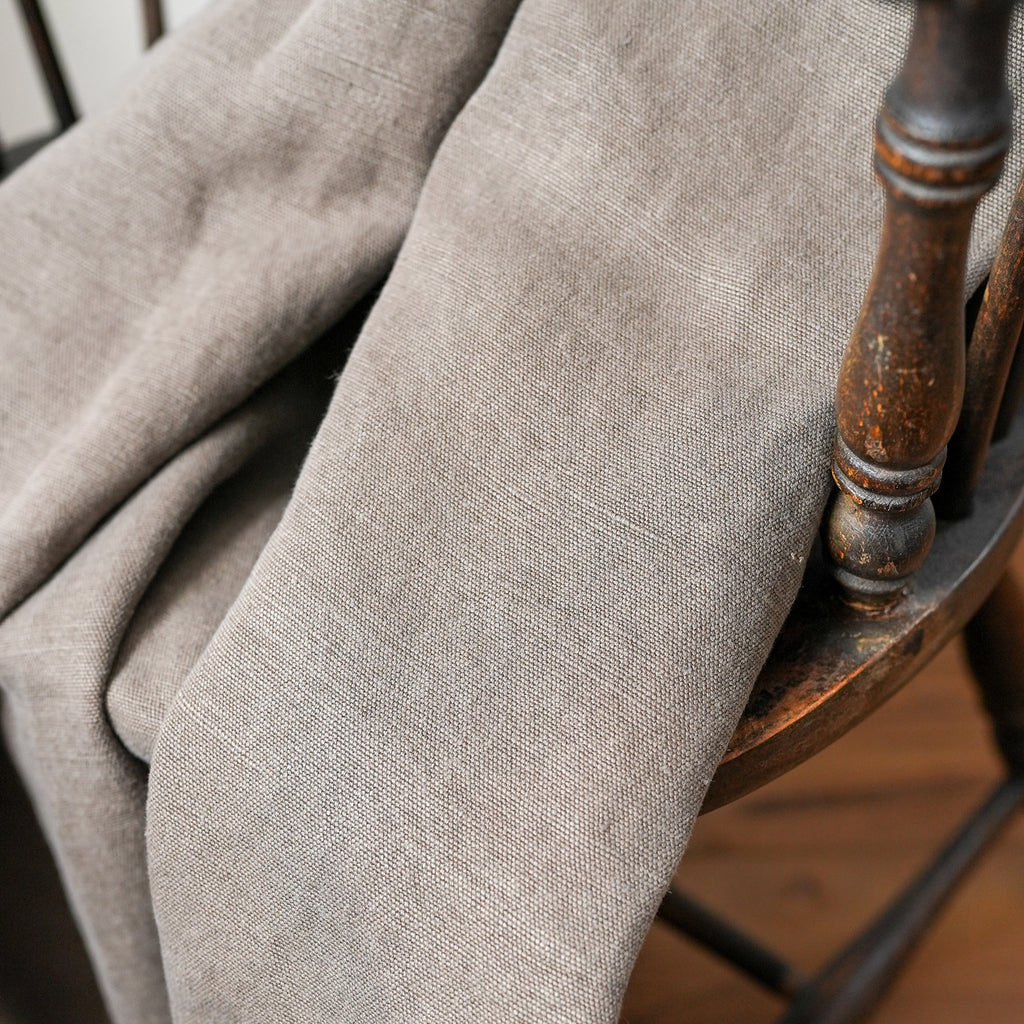 Mushroom Grey Linen Throw 50x70