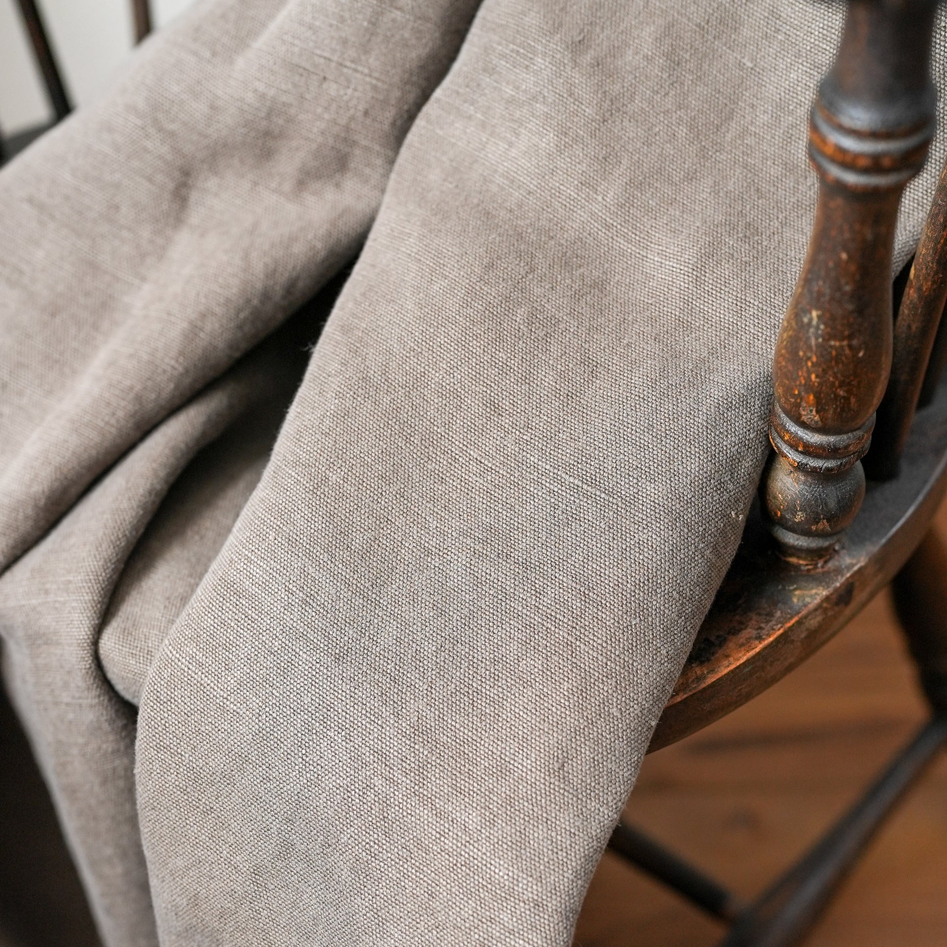 Mushroom Grey Linen Throw 50x70