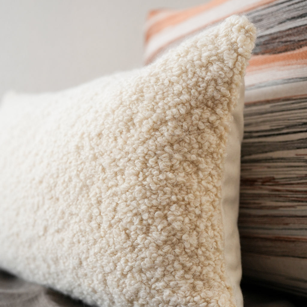 Cream Nubby Alpaca Boucle Lumbar Pillow 12x20