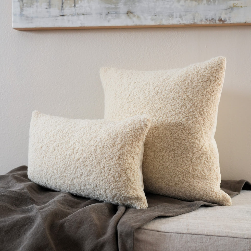 Cream Nubby Alpaca Boucle Pillow 20x20