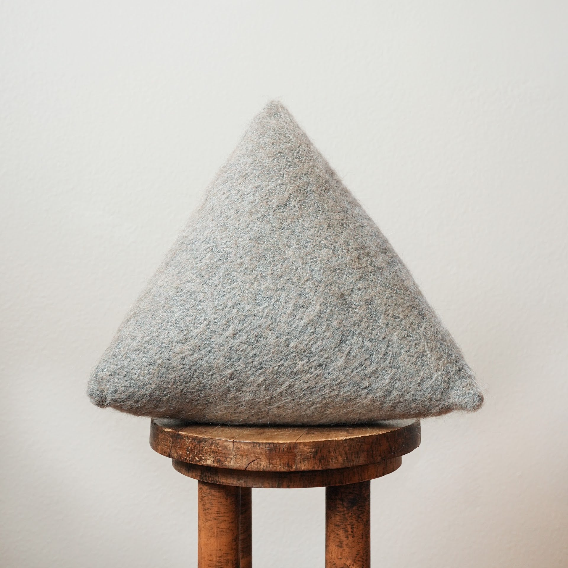 Long Taupe Brown Wool Woven with Grey 14 H Triangle Pillow