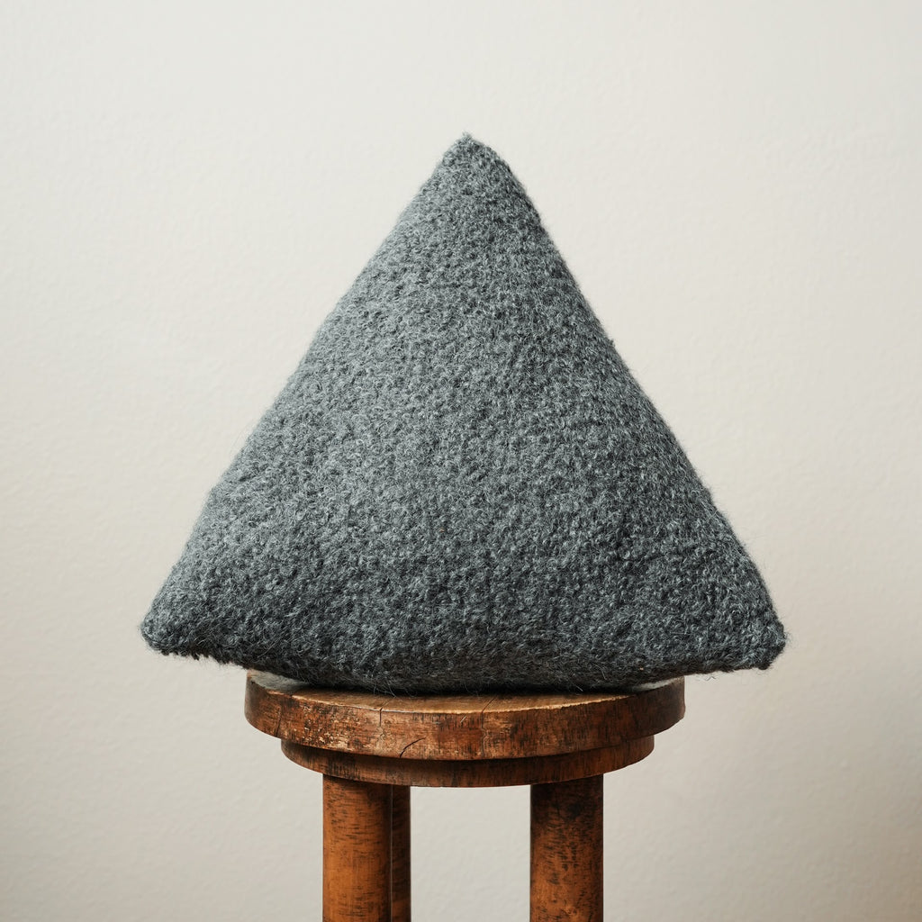 Steel Blue Alpaca Bouclé 14 H Triangle Pillow