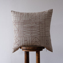 Load image into Gallery viewer, Rust Geometric Shapes on Linen Pillow 22x22
