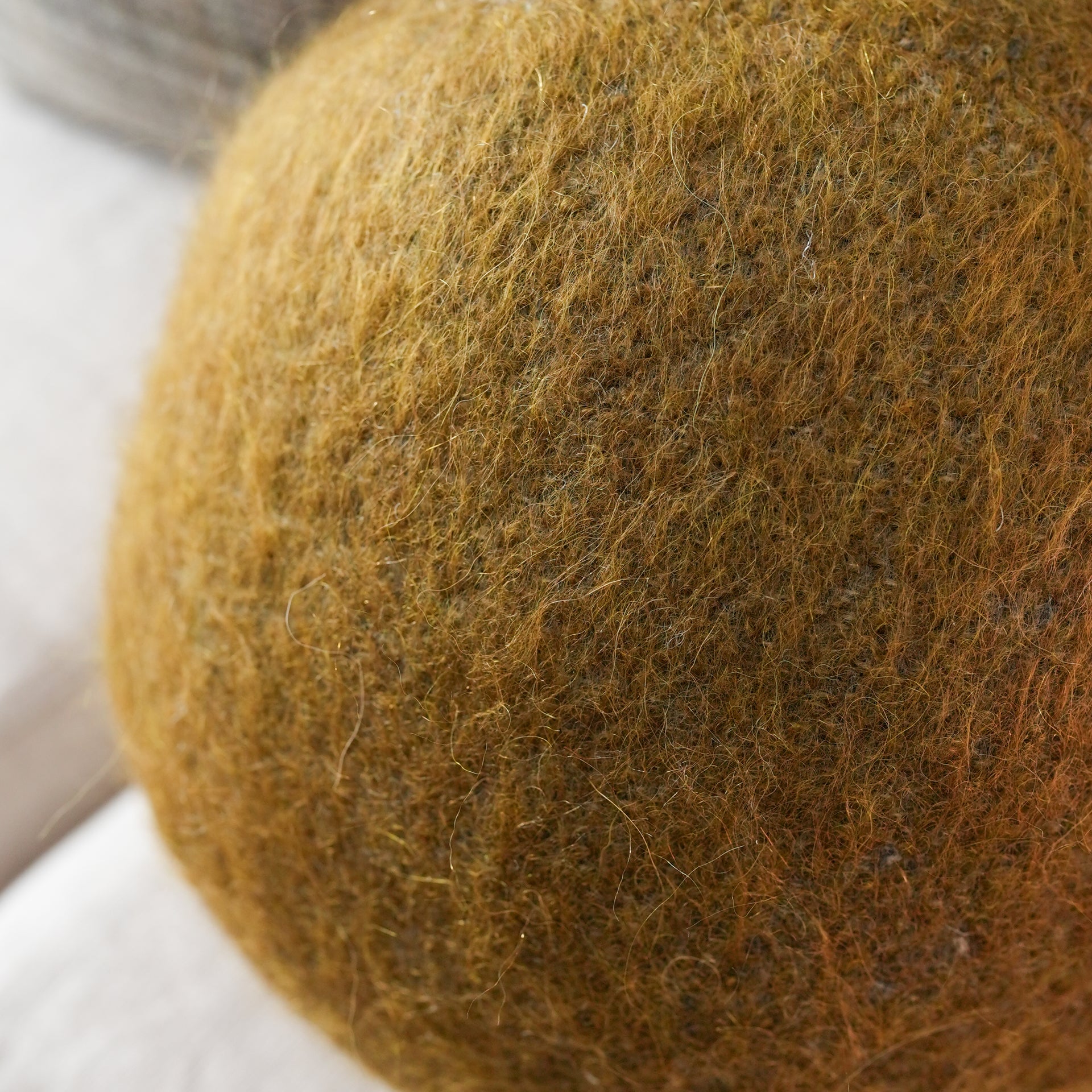 Long Olive Green Wool Woven with Grey 10" Ball Pillow