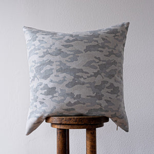 Blue & Light Grey Camo Wool Pillow 22x22