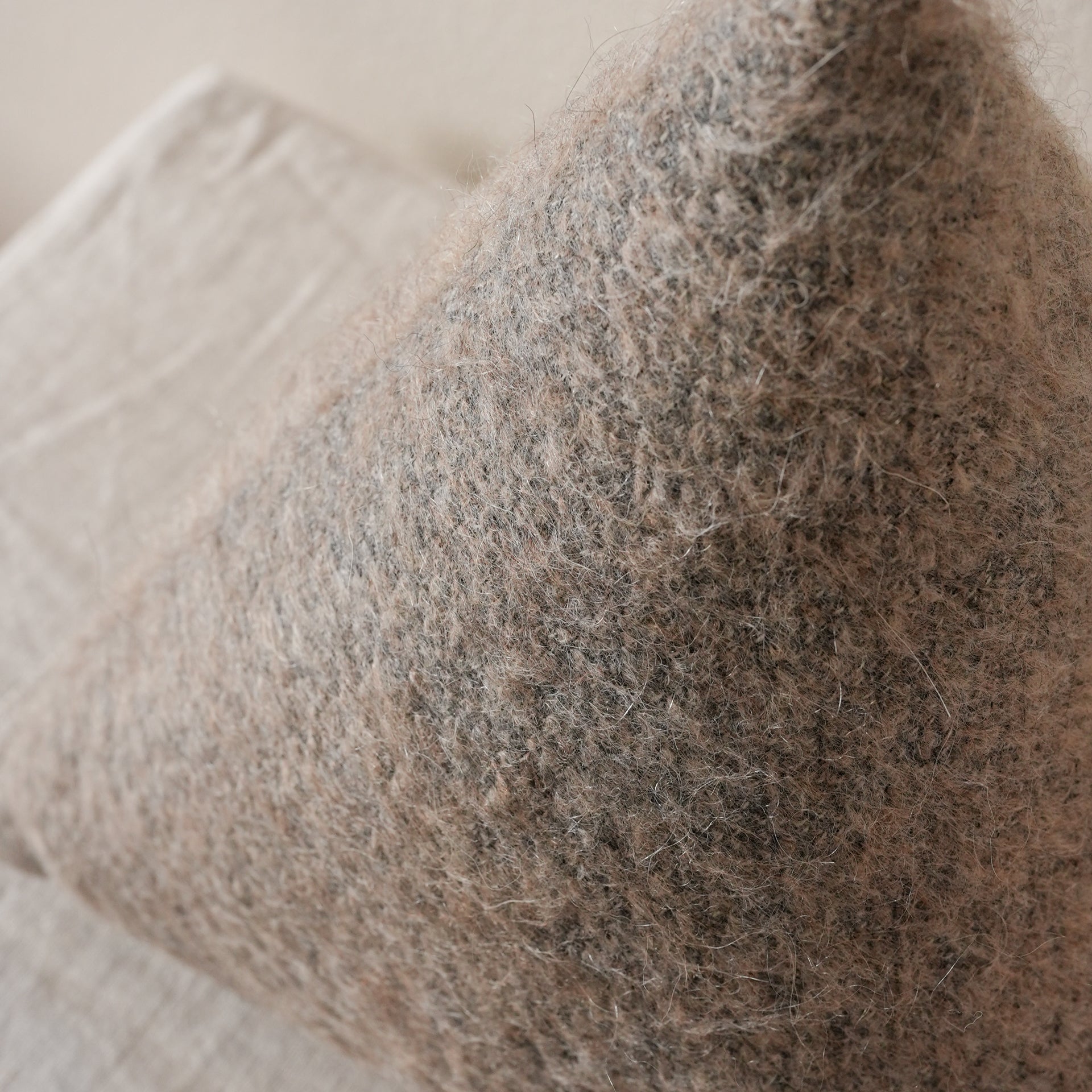 Long Taupe Brown Wool Woven with Grey 14 H Triangle Pillow