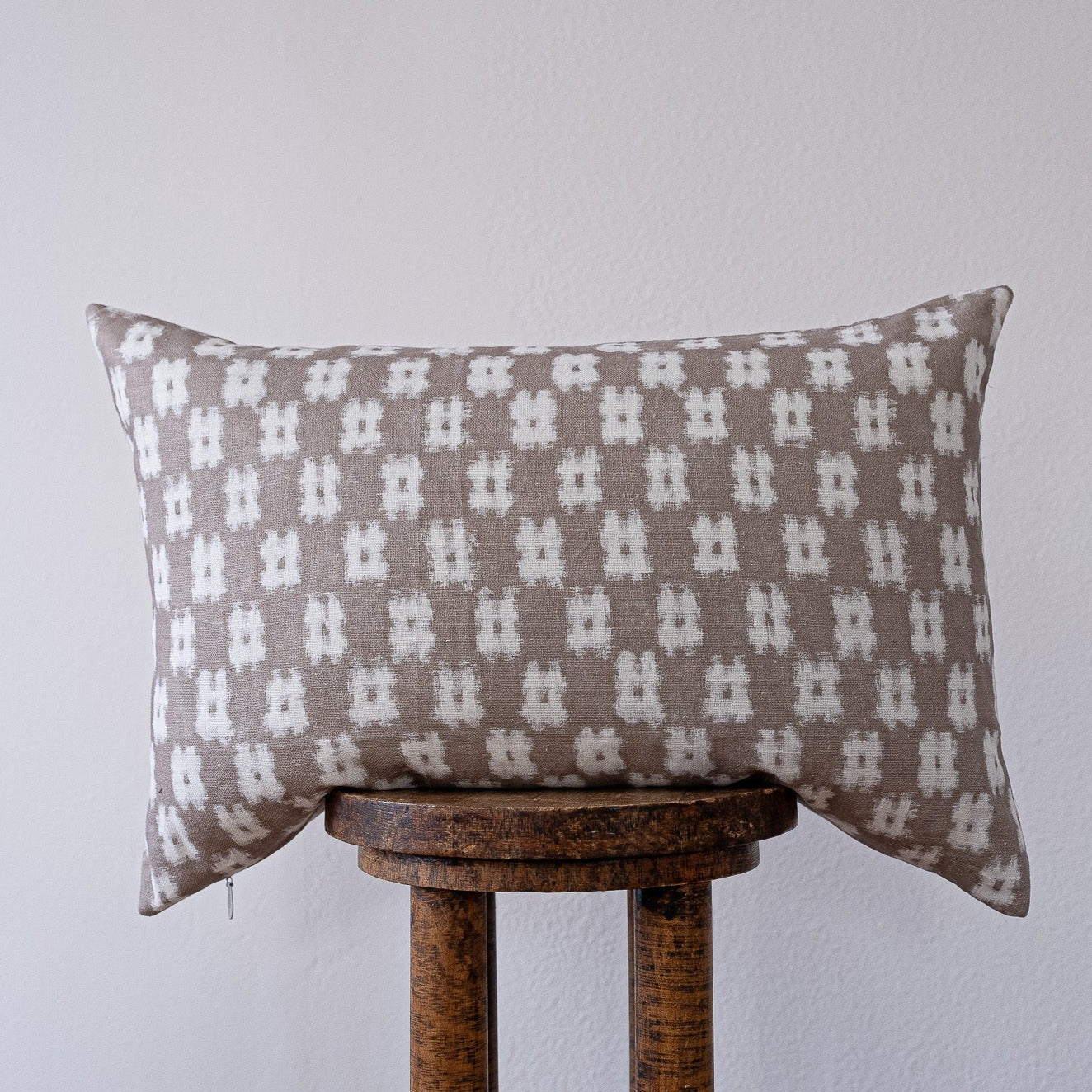 Beige Watercolor with Squares Lumbar Pillow 16x24