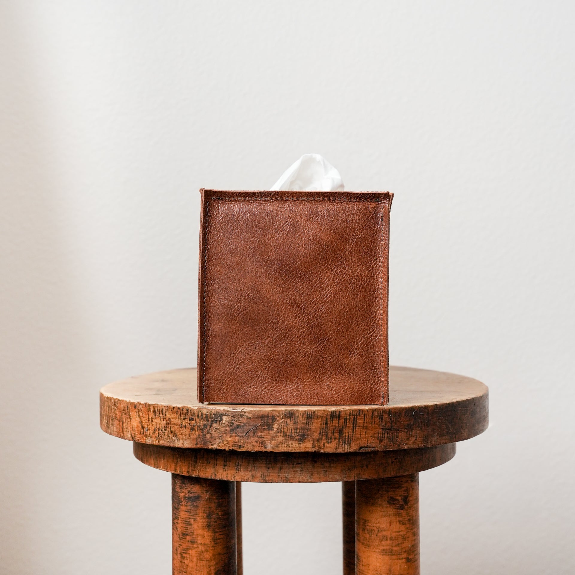 Copper Brown Leather Single Tissue Box Cover