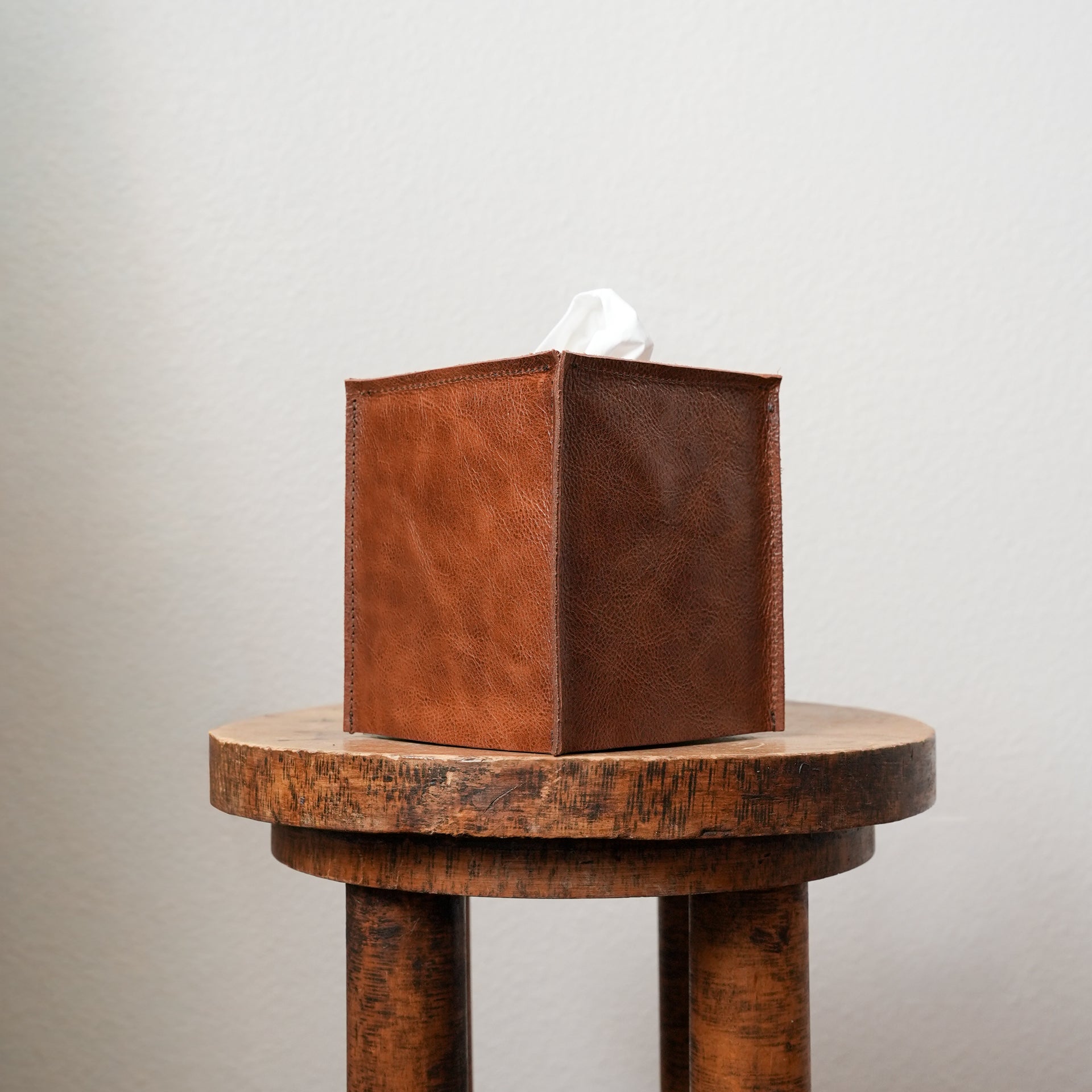 Copper Brown Leather Single Tissue Box Cover