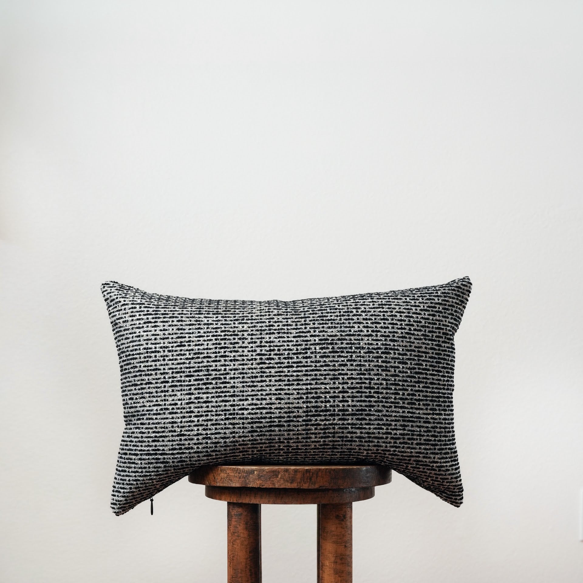 Cream and Black Woven Blend Pillow 14x22