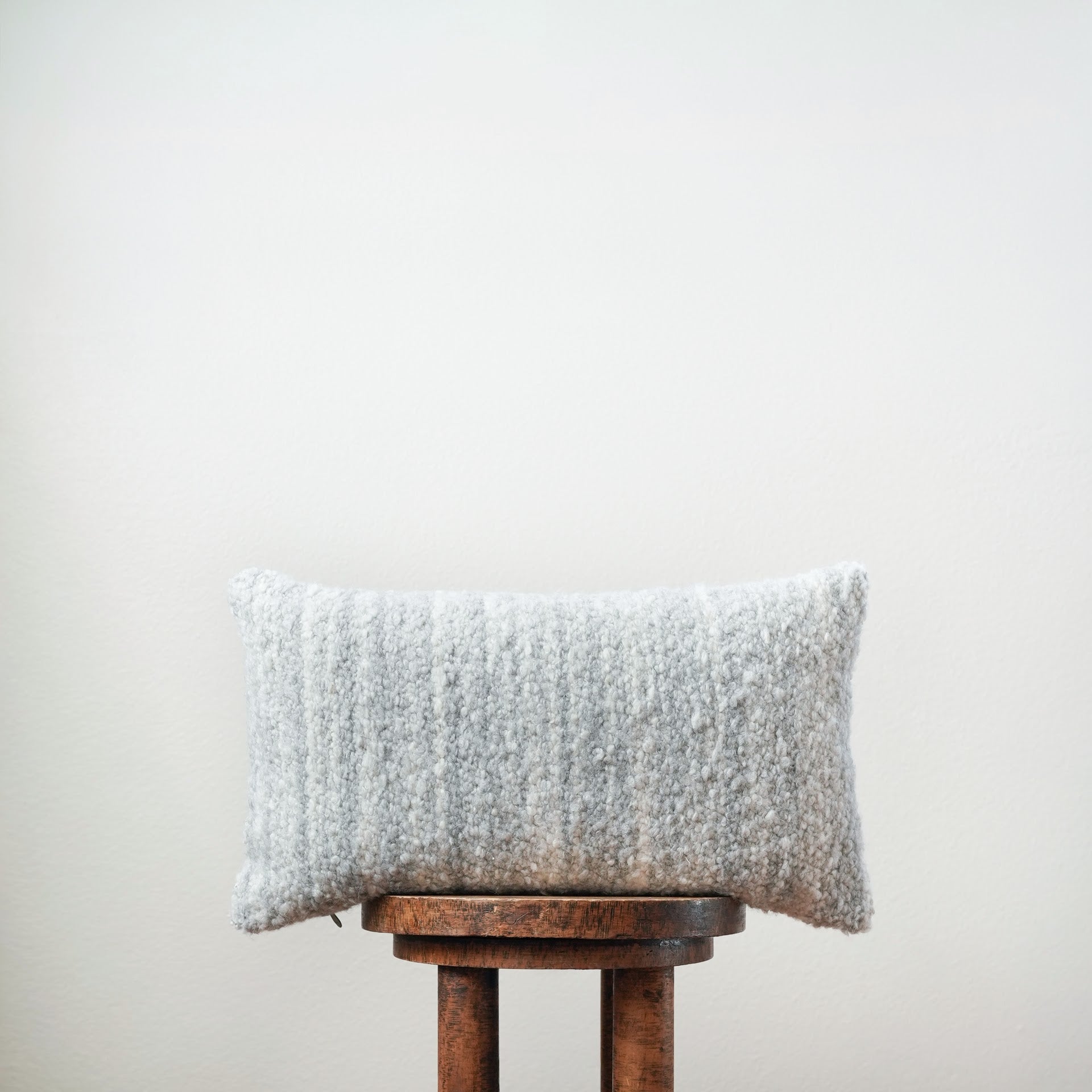 Grey and White Alpaca Bouclé Lumbar Pillow 12x20