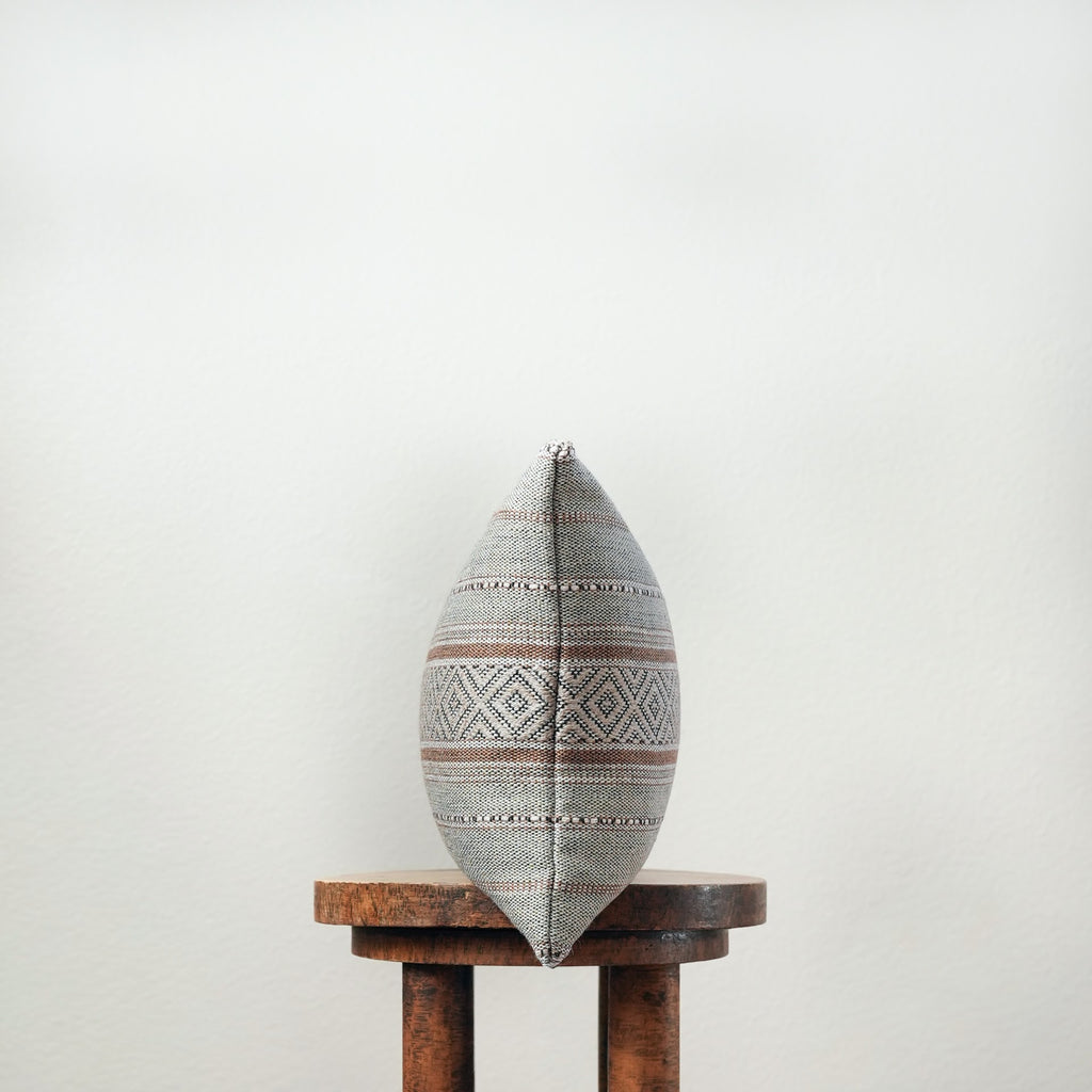 Greige, Camel, Black & White Embroidered Tribal Linen 12x19