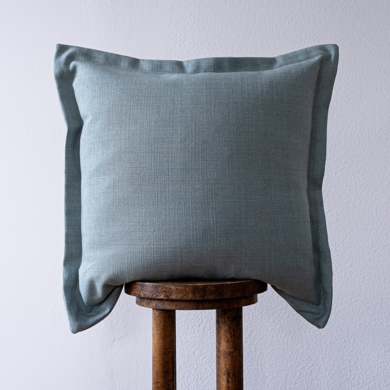 Light Blue Linen with Wide Flange Pillow 22x22
