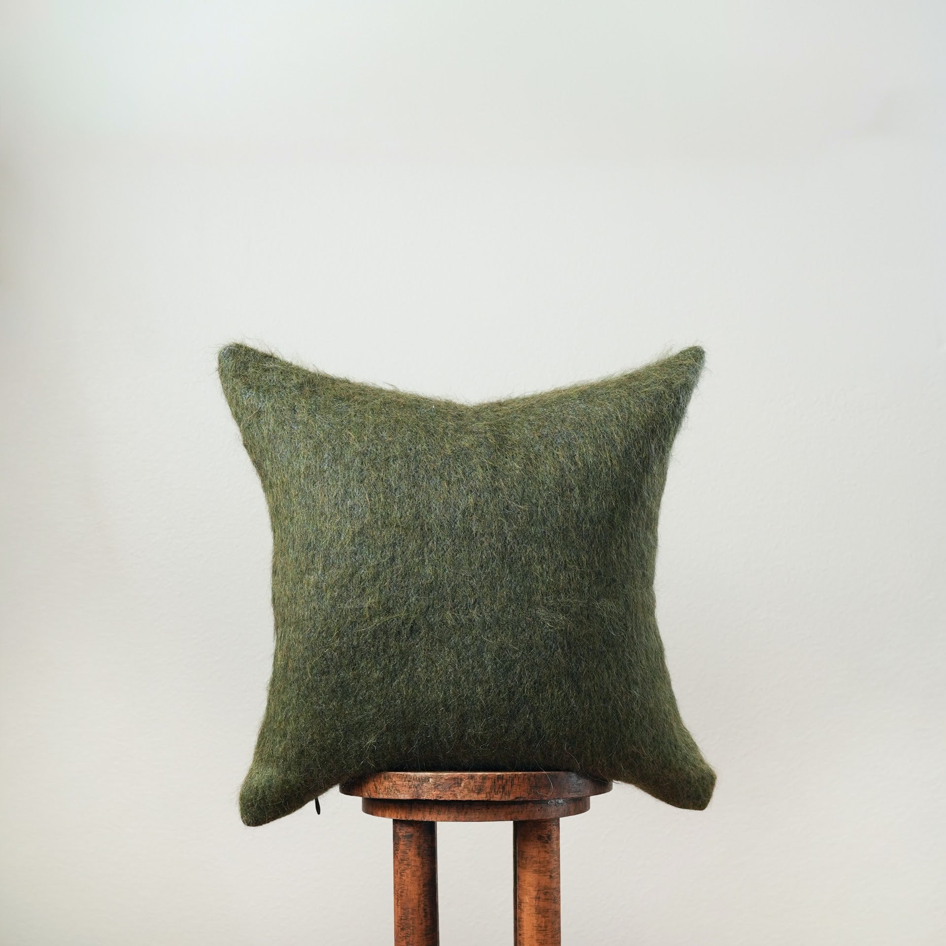 Long Green Wool Pillow 22x22