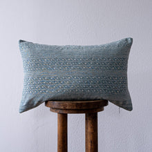 Load image into Gallery viewer, Blue Watercolor Dot Stripes Linen Lumbar Pillow 14x22
