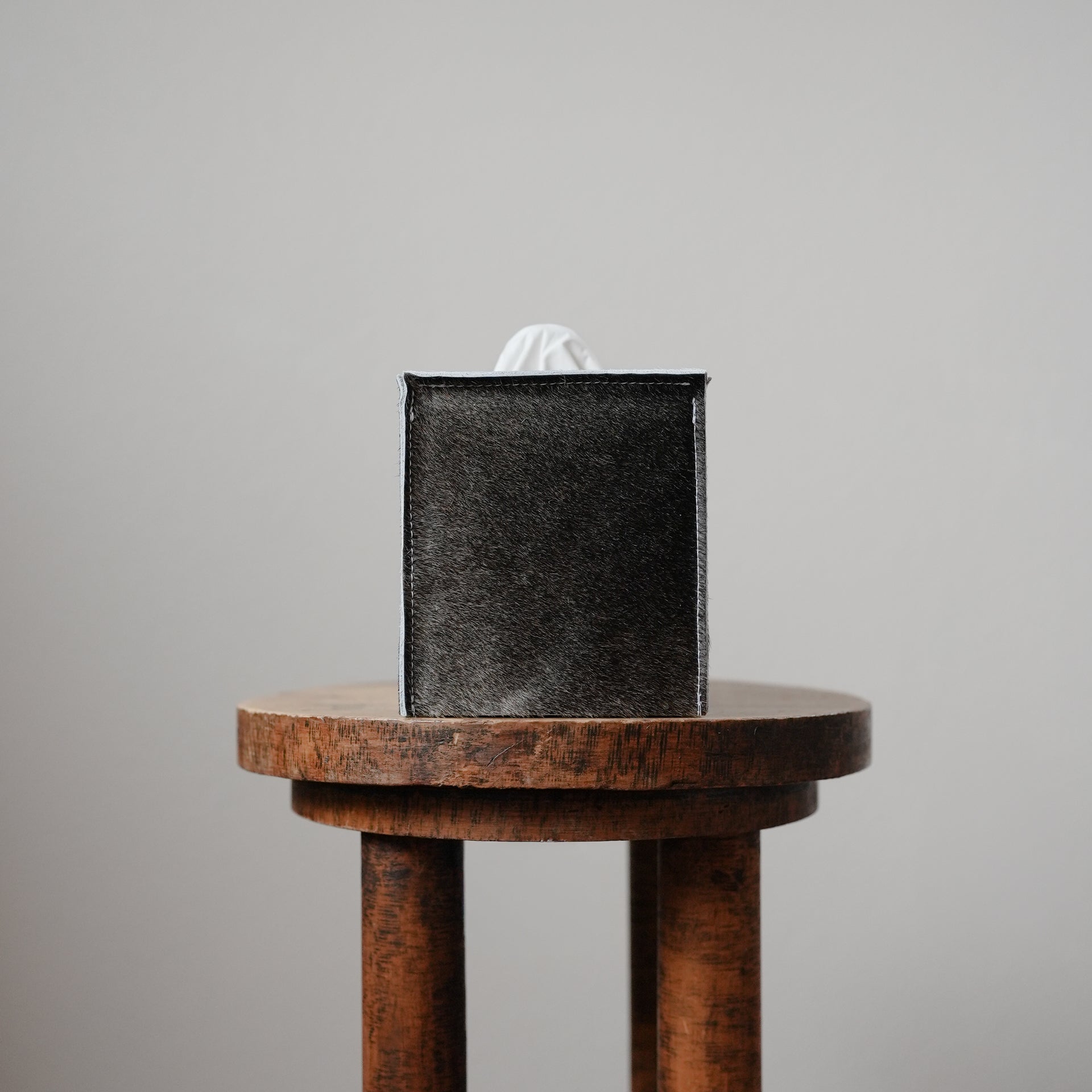 Dark Roast Hair-On-Hide Leather Single Tissue Box Cover