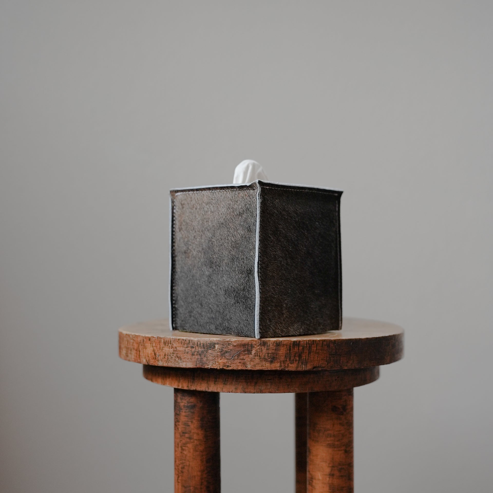 Dark Roast Hair-On-Hide Leather Single Tissue Box Cover