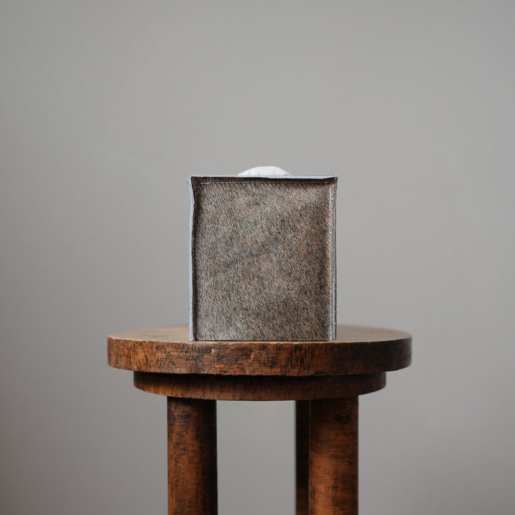 Truffle Brown Hair-On-Hide Leather Single Tissue Box Cover
