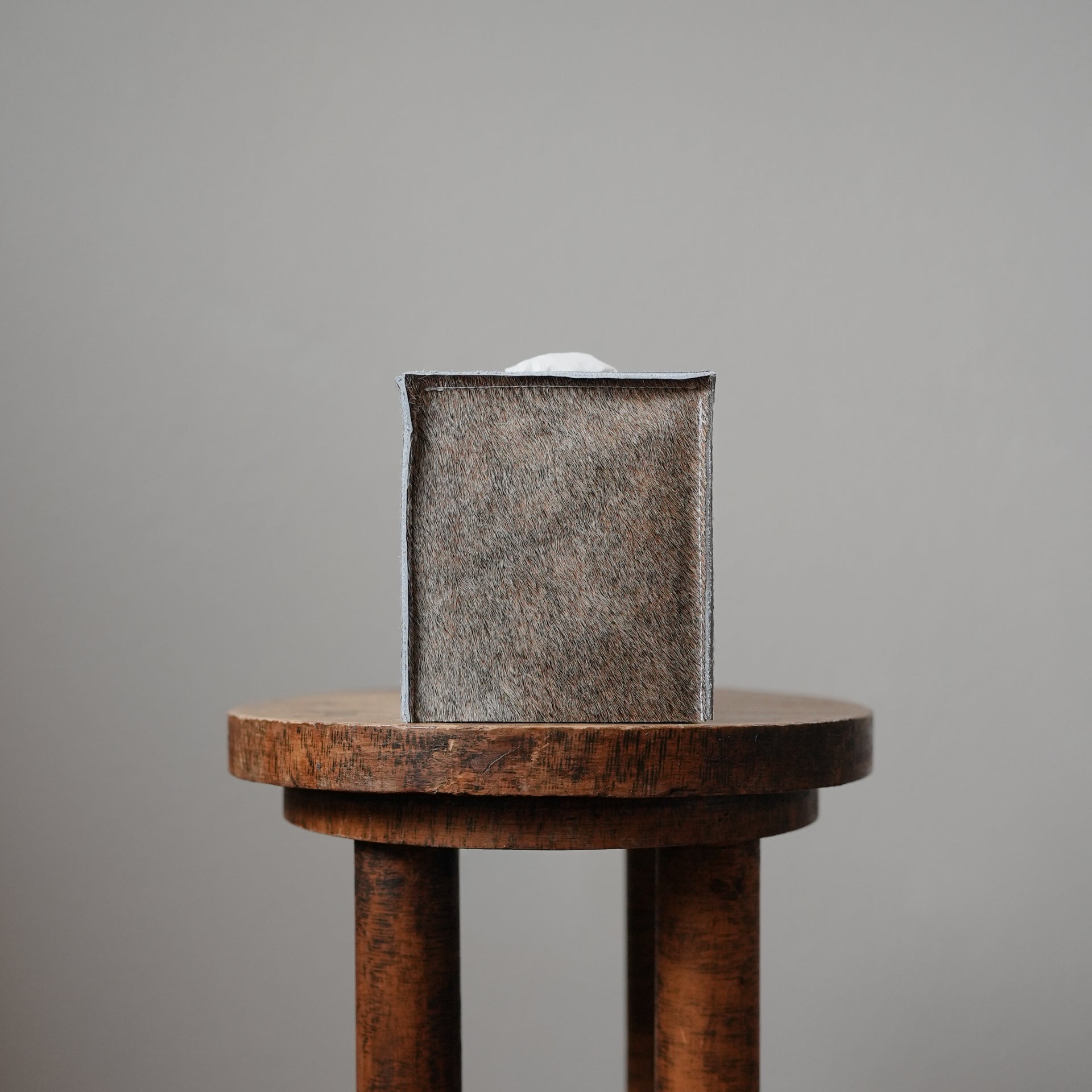 Truffle Brown Hair-On-Hide Leather Single Tissue Box Cover