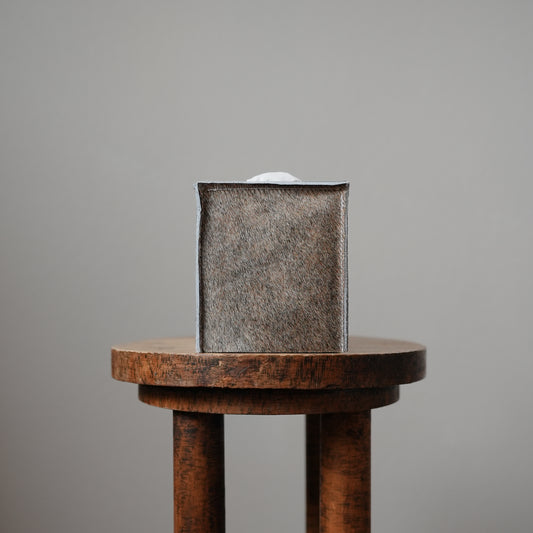 Truffle Brown Hair-On-Hide Leather Single Tissue Box Cover
