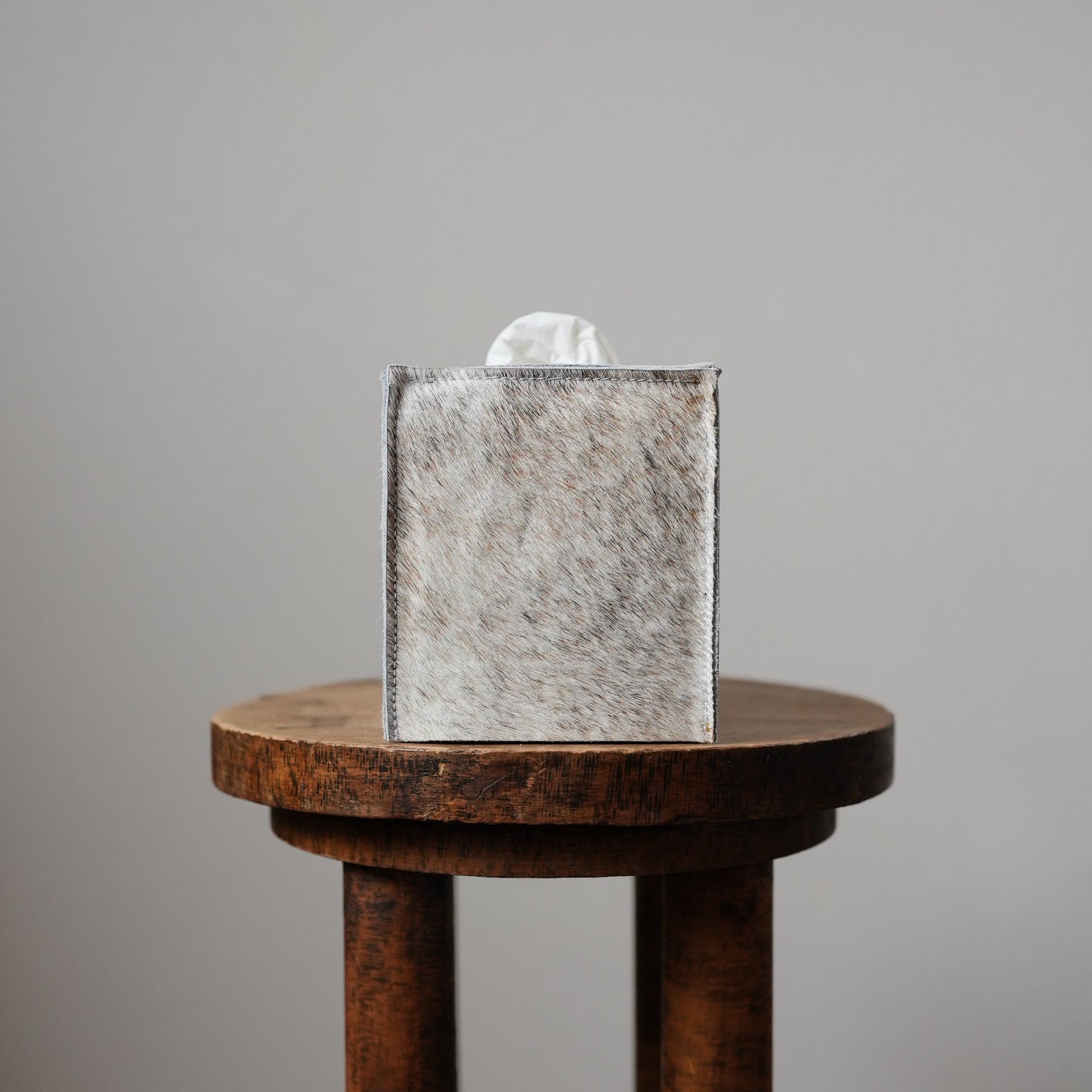 Ash & Ember Speckled Hair-On-Hide Leather Single Tissue Box Cover