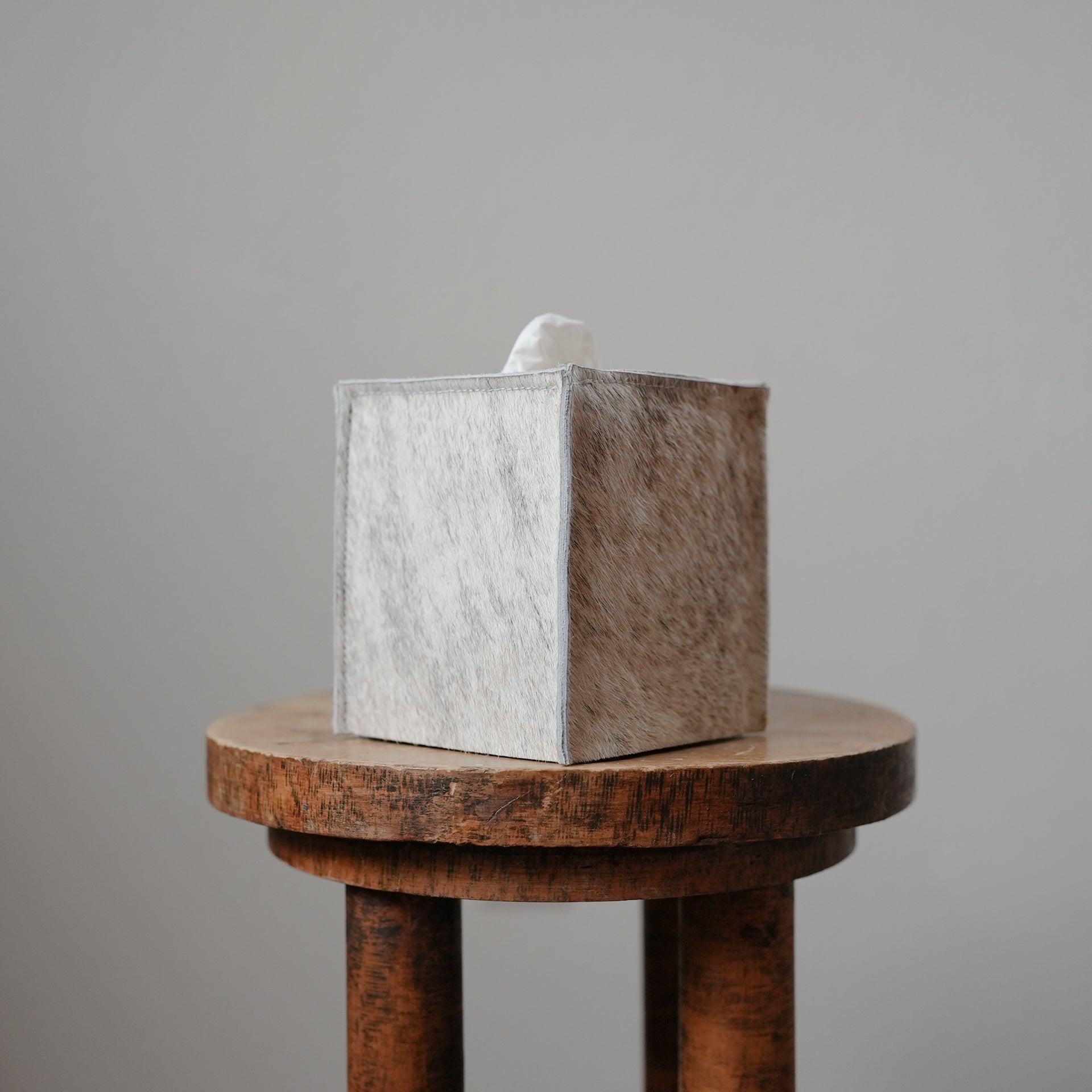 Ash & Ember Speckled Hair-On-Hide Leather Single Tissue Box Cover
