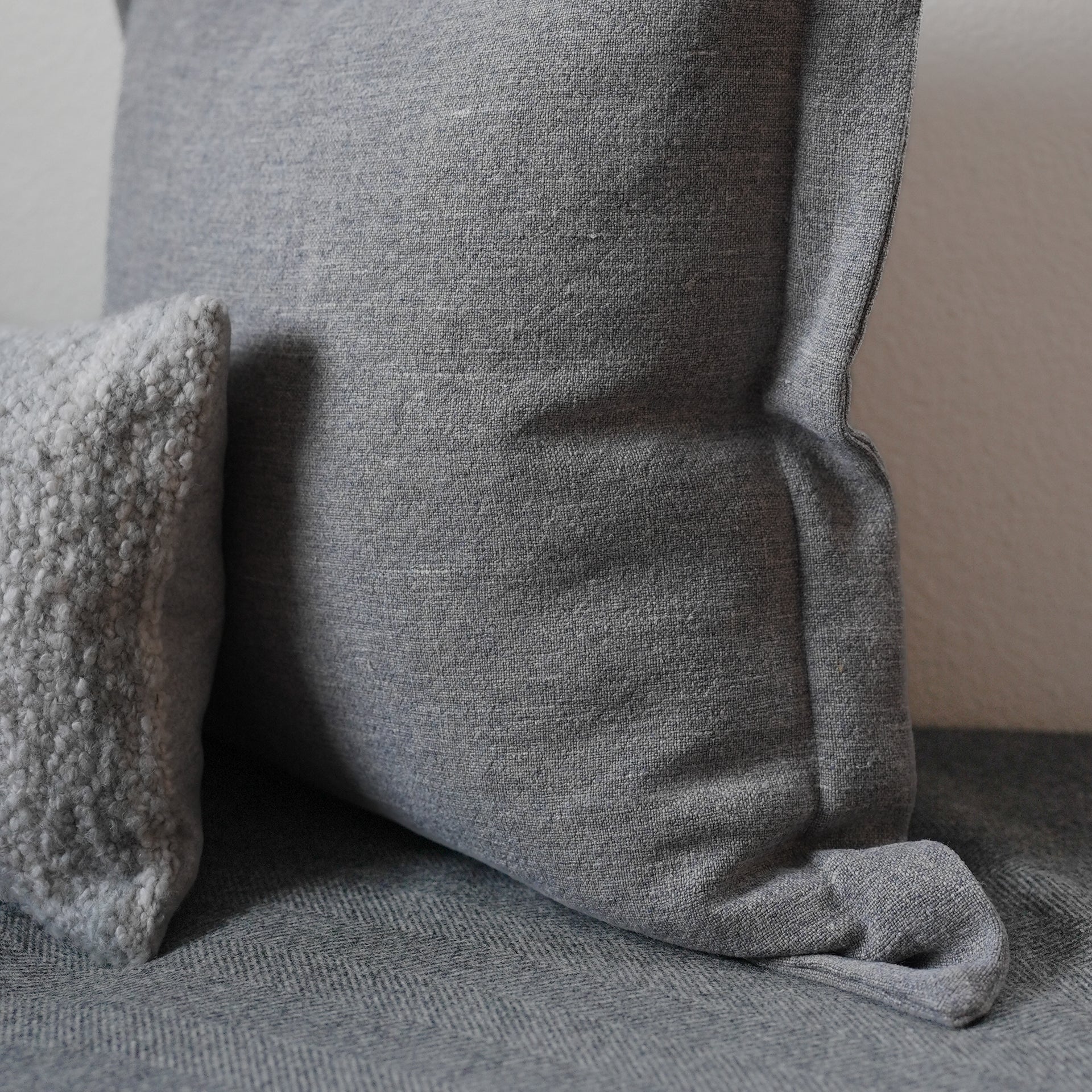 Light Denim Blue Linen Pillow with Flange 22x22