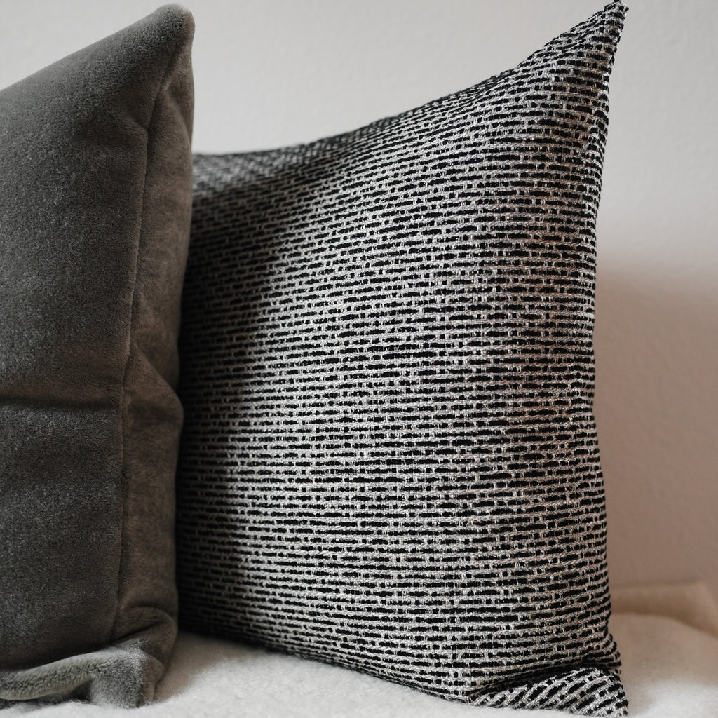 Cream and Black Woven Blend Pillow 22x22