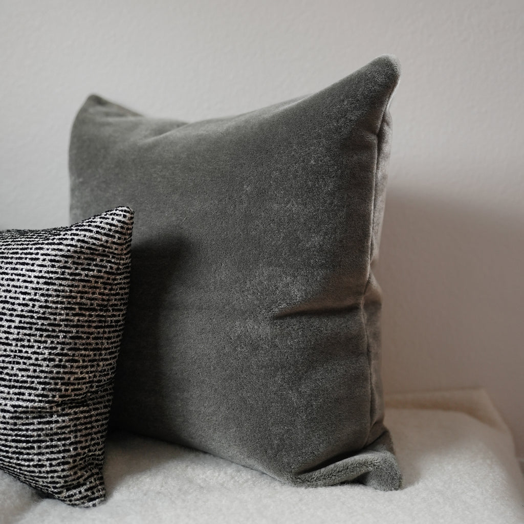 Grey-Green Mohair Pillow 22x22