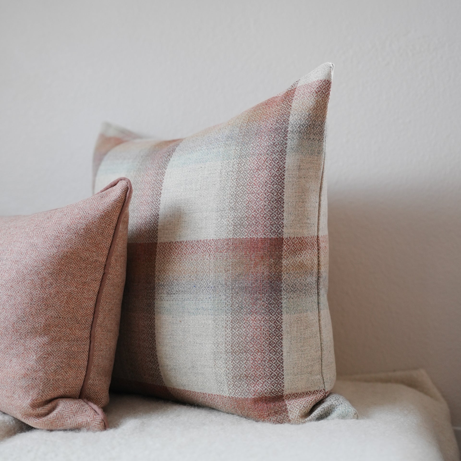 Colorful Plaid Wool Pillow 22x22
