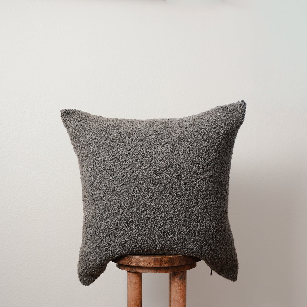 Mushroom Brown Curly Wool Pillow 24x24