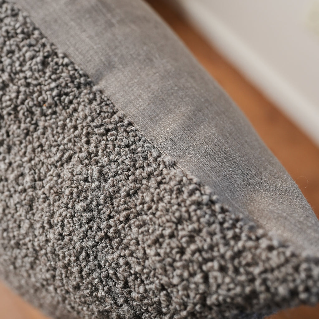 Mushroom Brown Curly Wool Pillow 24x24