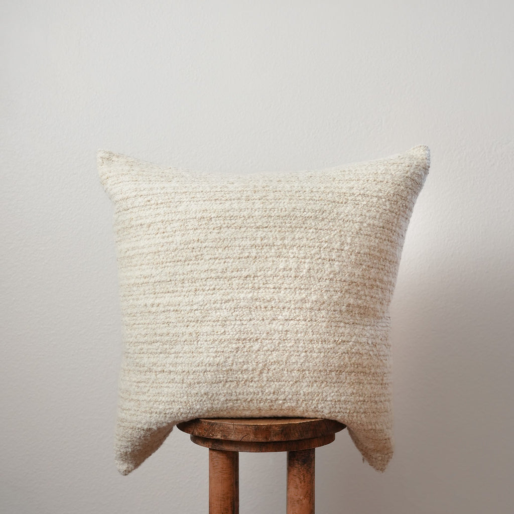 Cream White Wool with Beige Striations Pillow 24x24