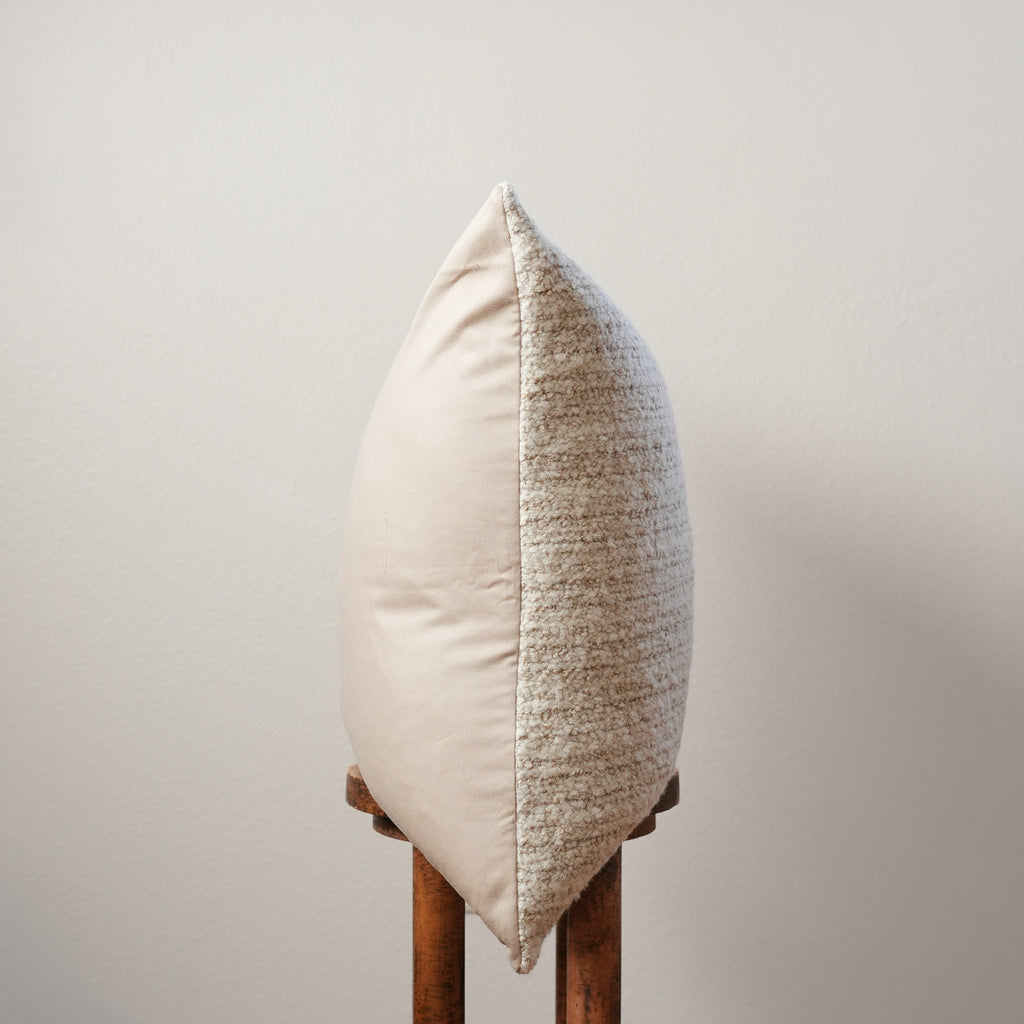 Cream White Wool with Beige Striations Pillow 24x24