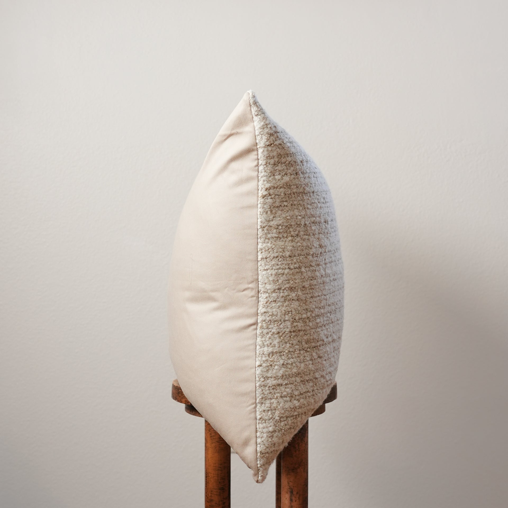 Cream White Wool with Beige Striations Pillow 24x24