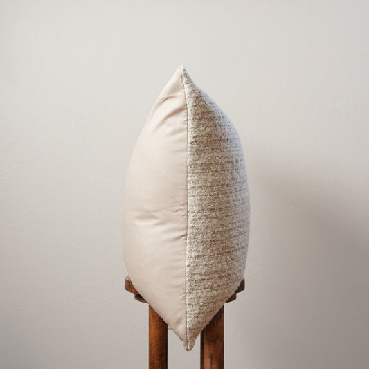 Cream White Wool with Beige Striations Pillow 24x24