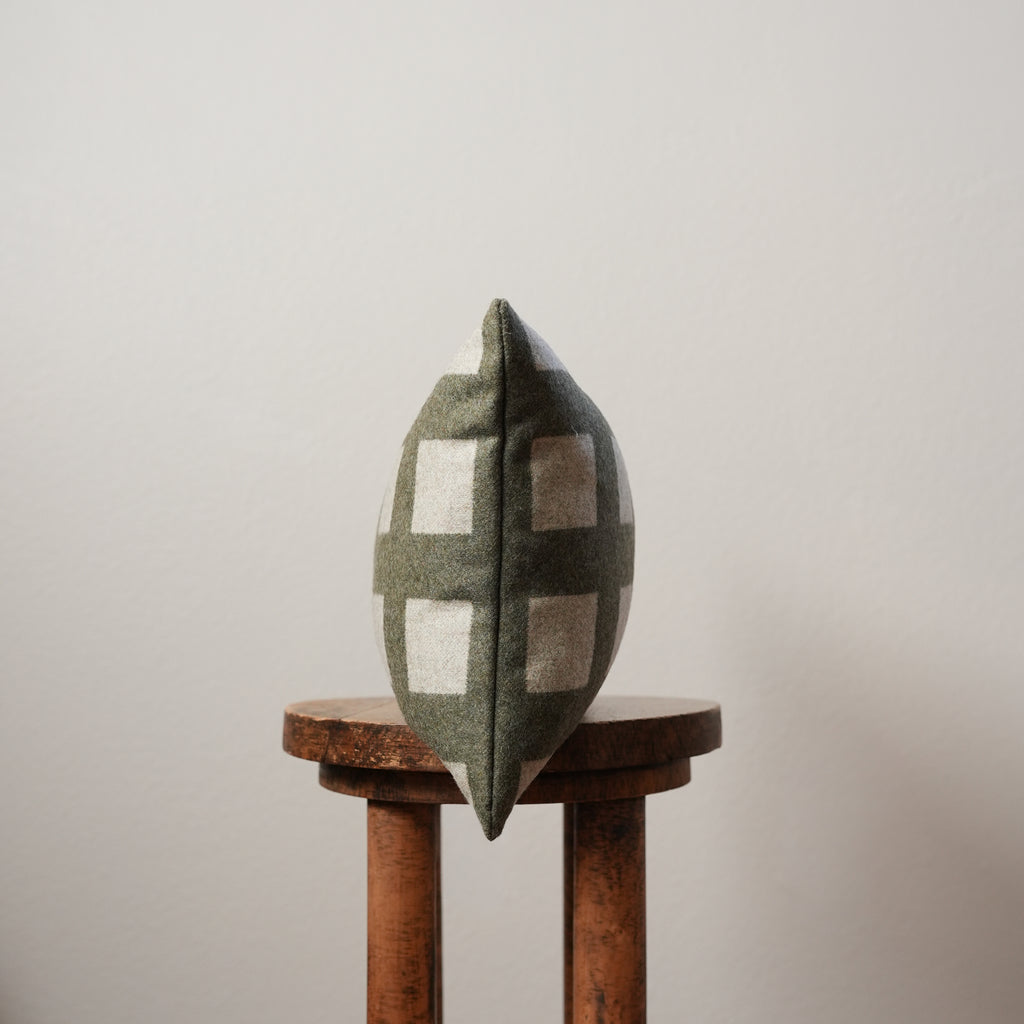 Green and Beige Checkered Wool Lumbar 12x20