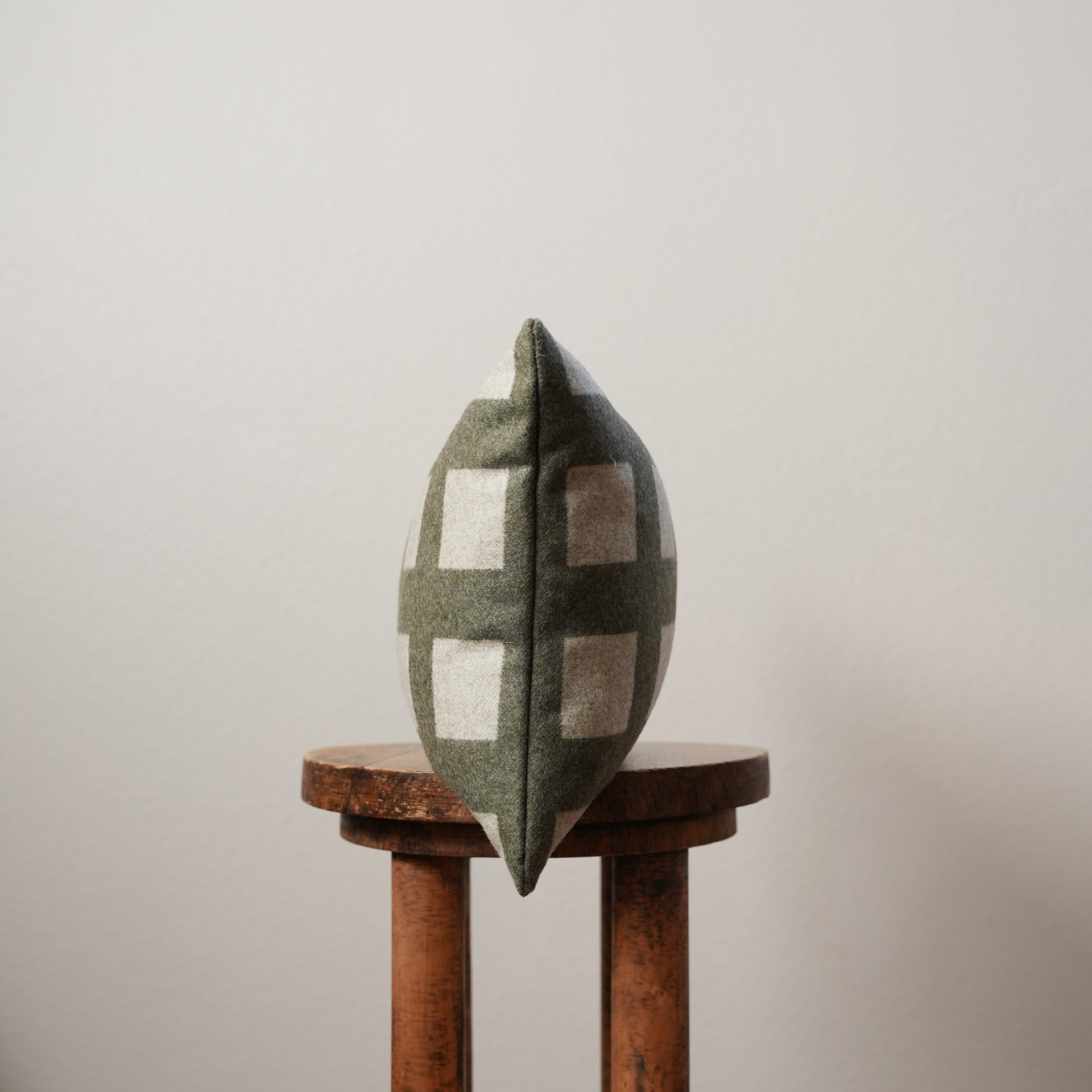 Green and Beige Checkered Wool Lumbar 12x20